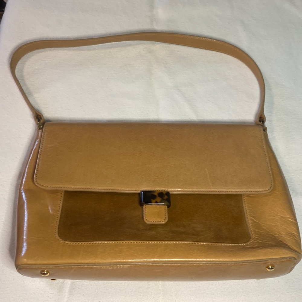 Ann Taylor caramel brown clutch